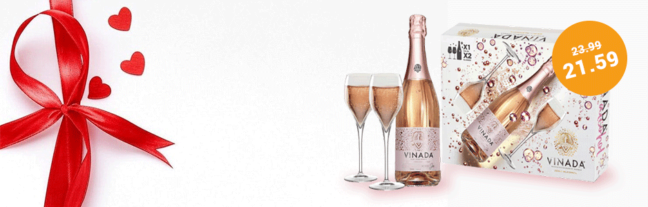 View Vinada Gift Box Sparkling Rosé + 2 Glasses